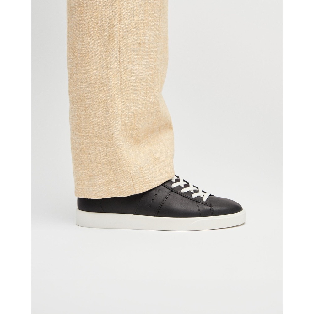 ECCO Street Lite Retro Sneakers‎ US 37 US 6-6.5 Black Leather Casual Preppy